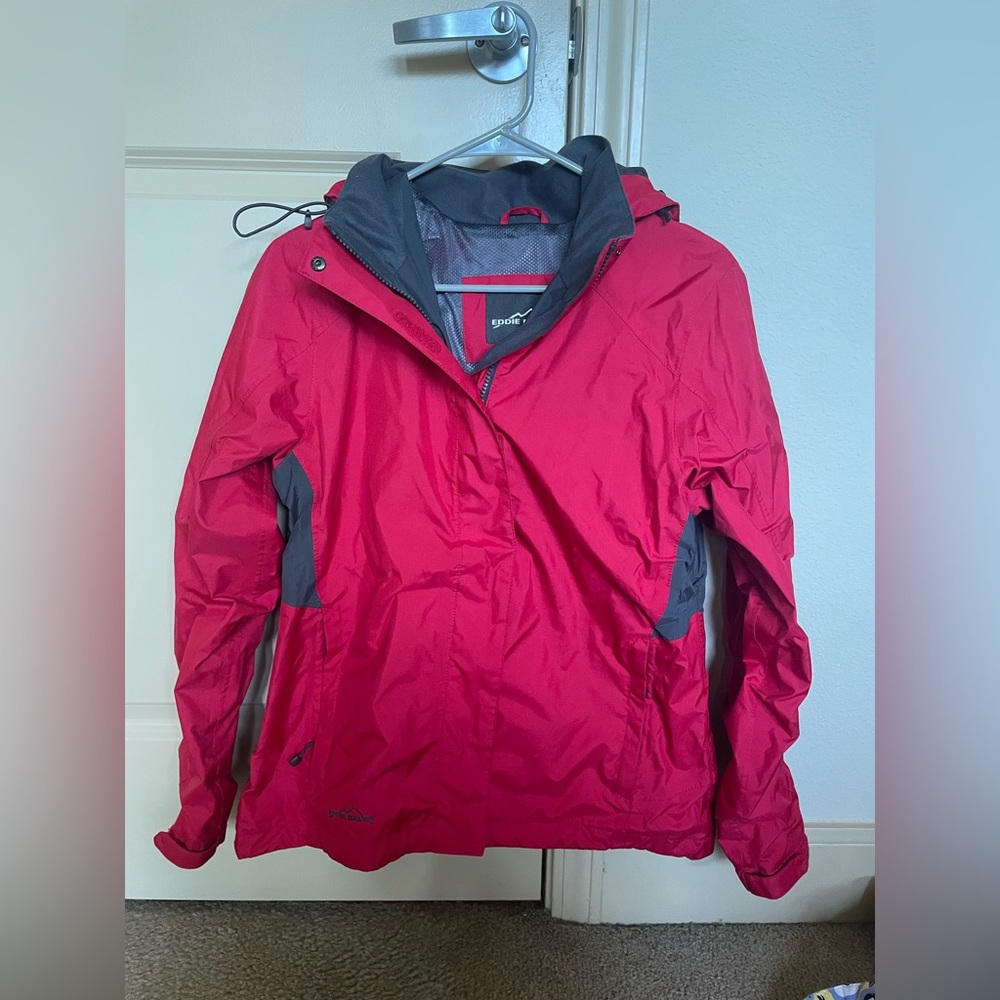 Eddie Bauer Women’s Rain Jacket Size Medium - Red Rain Coat